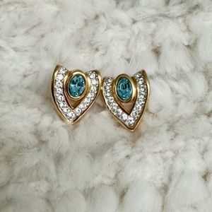 Swarovski stud earrings with blue topaz
